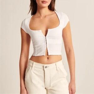 Abercrombie & Fitch White Corset Hooke and Eye-Up Crop Top size M